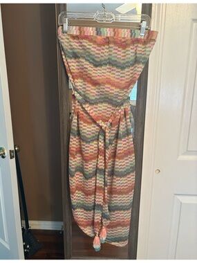 Trina Turk Strapless Knit Cover up with Tassel Tie